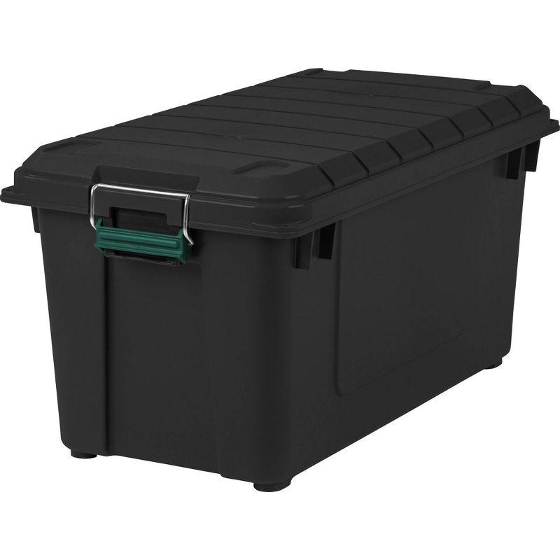 Heavy Duty Black Plastic Stackable Storage Tote with Lid