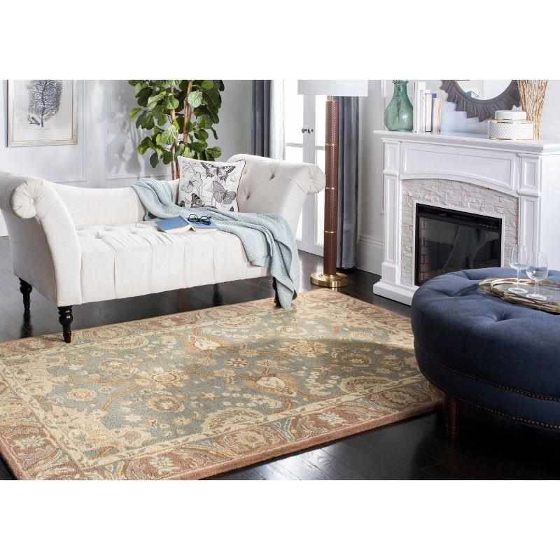 Teal and Camel Hand-Tufted Wool Traditional Area Rug