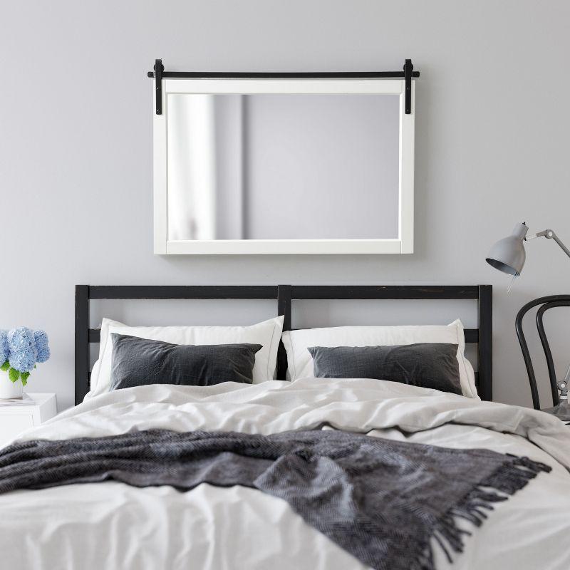 Skylan Modern Farmhouse 38x27 White and Black Wall Mirror