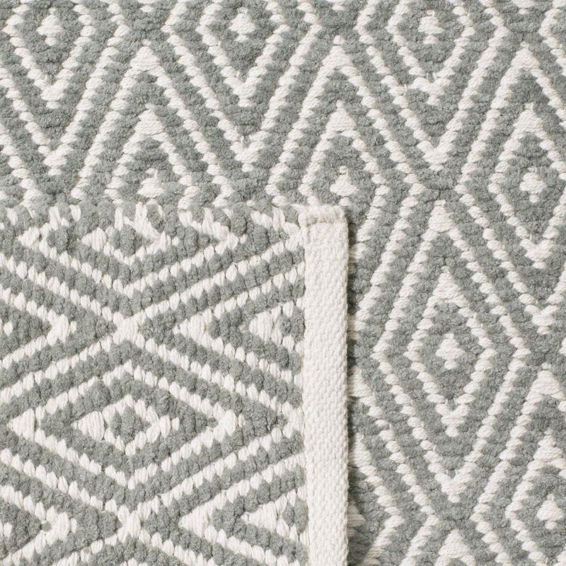 Hand-Woven Geometric Square Gray Wool-Cotton Area Rug, 8'x8'