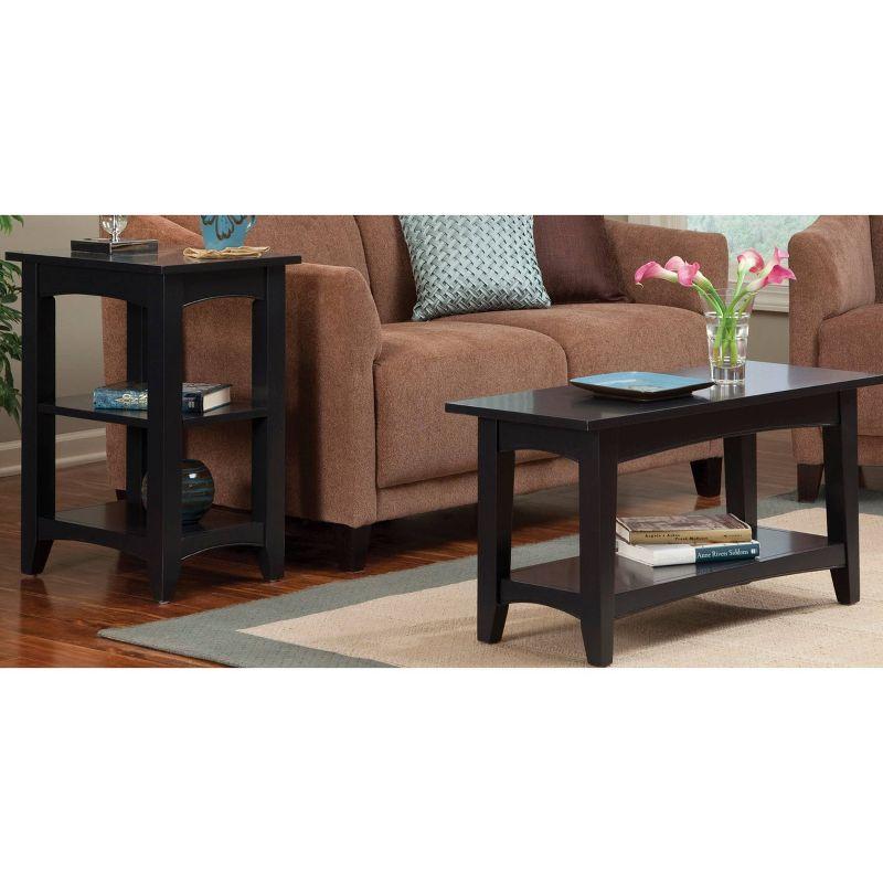 Cottage Charm Black Wood Dual-Shelf End Table