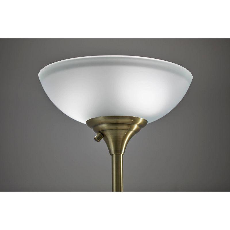 71" Bergen Collection Torchiere Black - Adesso: ETL Listed, Metal Body, Glass Shade, No Bulb Included