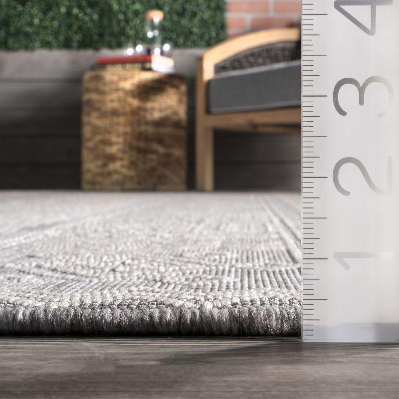 Leigh Light Gray Stripe Synthetic 5' x 8' Indoor/Outdoor Rug