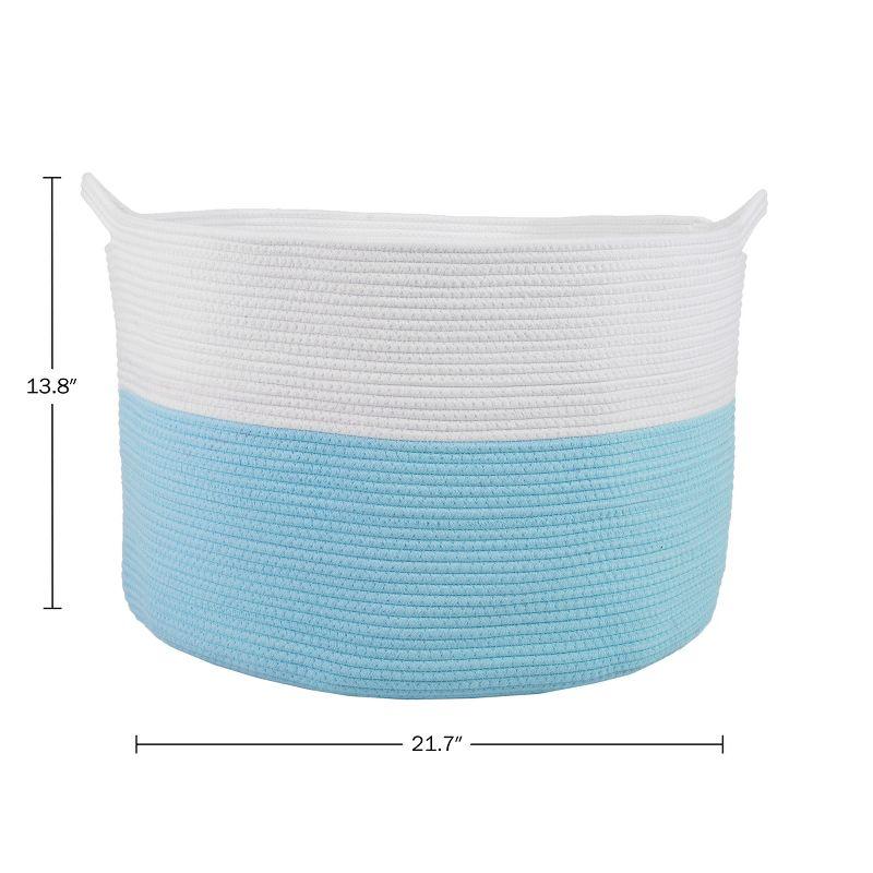 Extra-Large Blue and White Cotton Rope Kids' Storage Basket