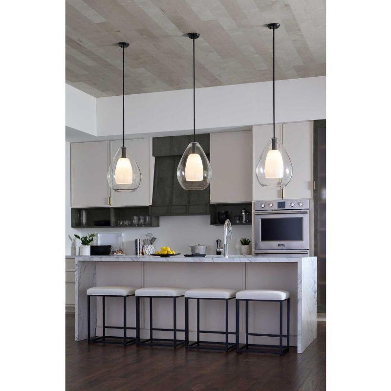 Progress Lighting Carillon 1-Light Pendant, Matte Black, Clear and Opal Glass Shade