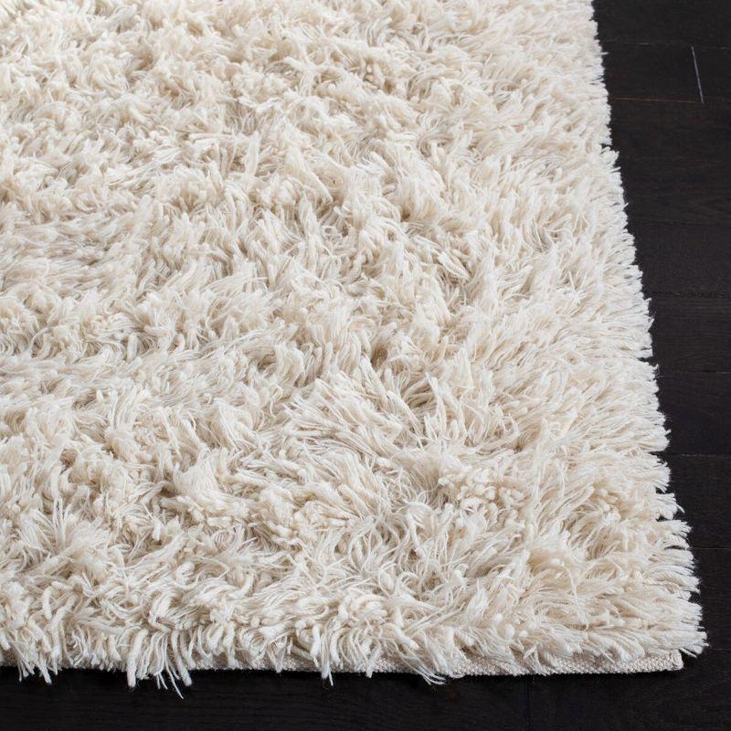 Ivory Handwoven Wool Shag Runner Rug 2'3" x 8'