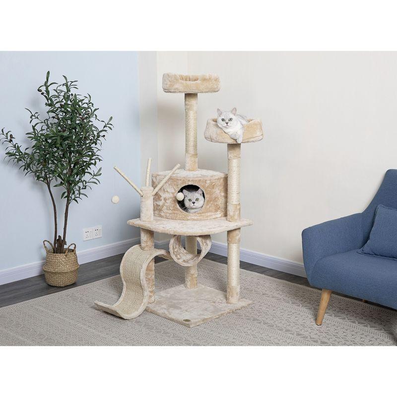 Go Pet Club 55" Cat tree house with Dangling Toys and Slide F66