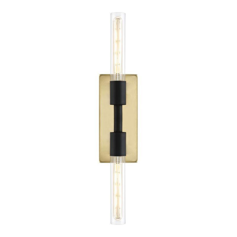 Nyx 2 Light 24.5" Wall Sconce - Brass Gold/Black - Safavieh.