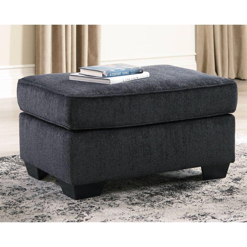 Slate Gray Chenille Upholstered Contemporary Ottoman