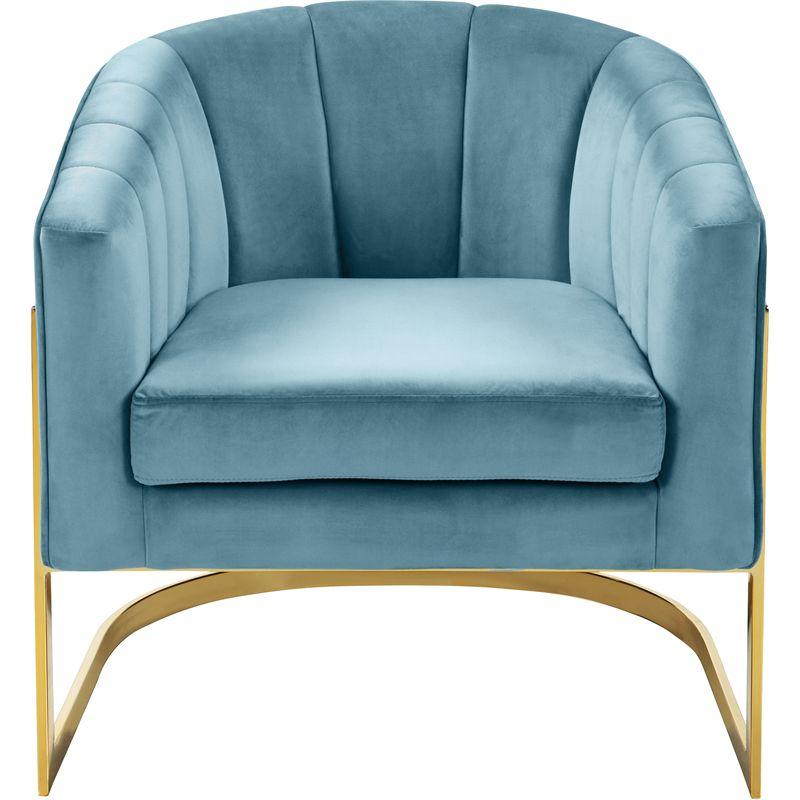 Meridian Furniture Carter Aqua Velvet Accent Chair with Stainless Steel Base