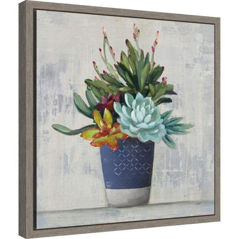 Amanti Art Succulent Still Life I Navy by Julia Purinton Canvas Wall Art Print Framed 16 x 16-in.