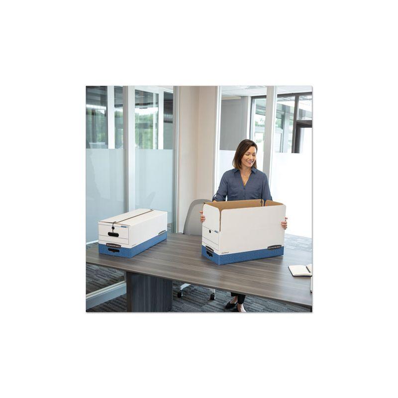 Bankers Box STOR/FILE Medium-Duty Strength Storage Boxes, Letter/Legal Files, 12.25" x 16" x 11", White/Blue, 12/Carton