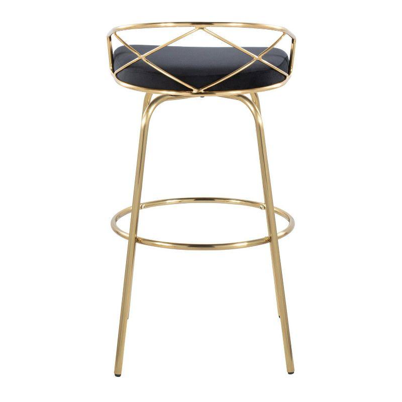 Set of 2 Charlotte Barstools Gold/Black - LumiSource: Glam Fixed-Height, Rounded Backrest, Metal Base