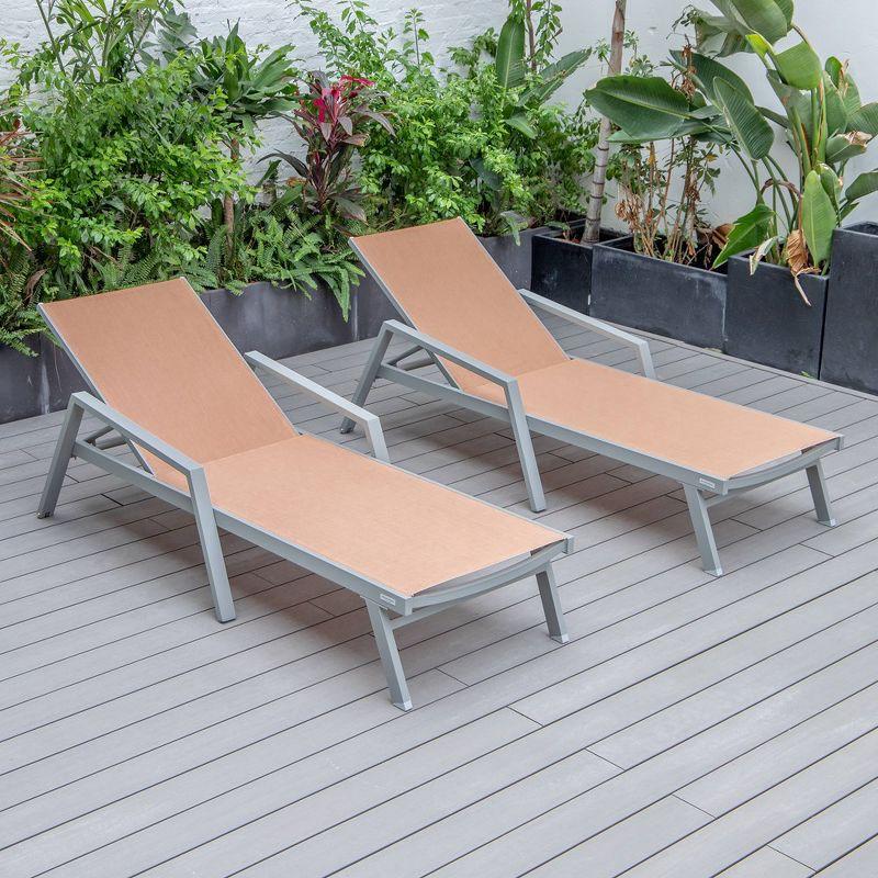 Outdoor Powder Coated Aluminum Chaise Lounge (Set of 2)