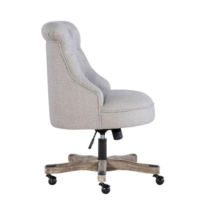 Sinclair Light Gray Swivel Executive Office Chair with Wood Base