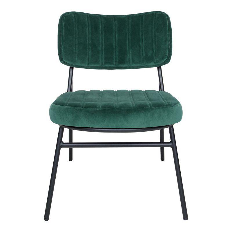 LeisureMod Marilane Velvet Accent Chairs with Cushioned Upholstery - Set of 2 for Living Rooms, Offices, and Lounges, Emerald Green