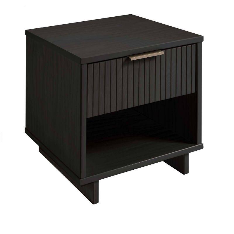 Manhattan Comfort Set of 2 Granville Nightstands with Drawer Dark Gray: UV Painted, Soft Close, Metal Handles