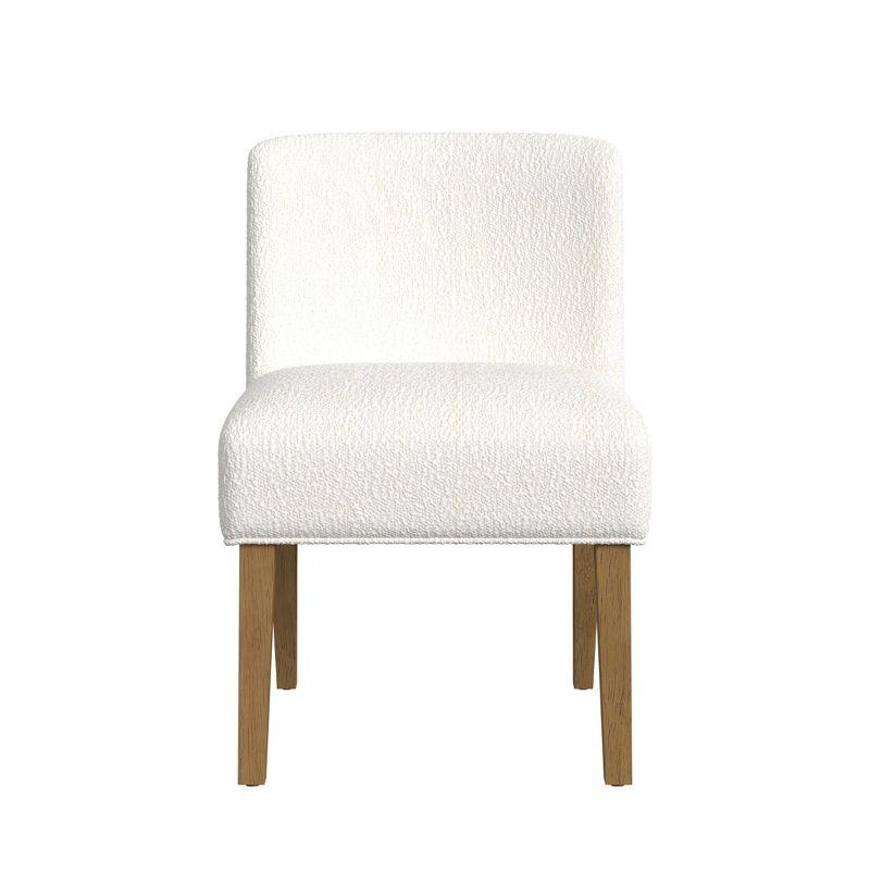 Cream Boucle Upholstered Low Side Chair with Wood Legs