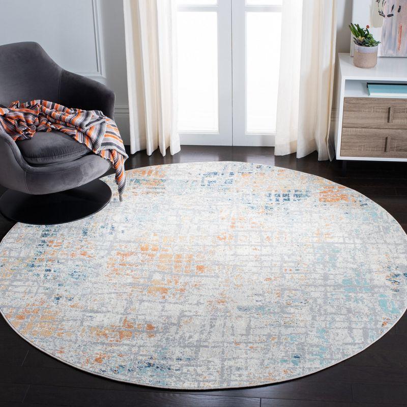 Aria ARA587 Power Loomed Indoor Area Rug - Rust/Blue - 6'7" Round - Safavieh