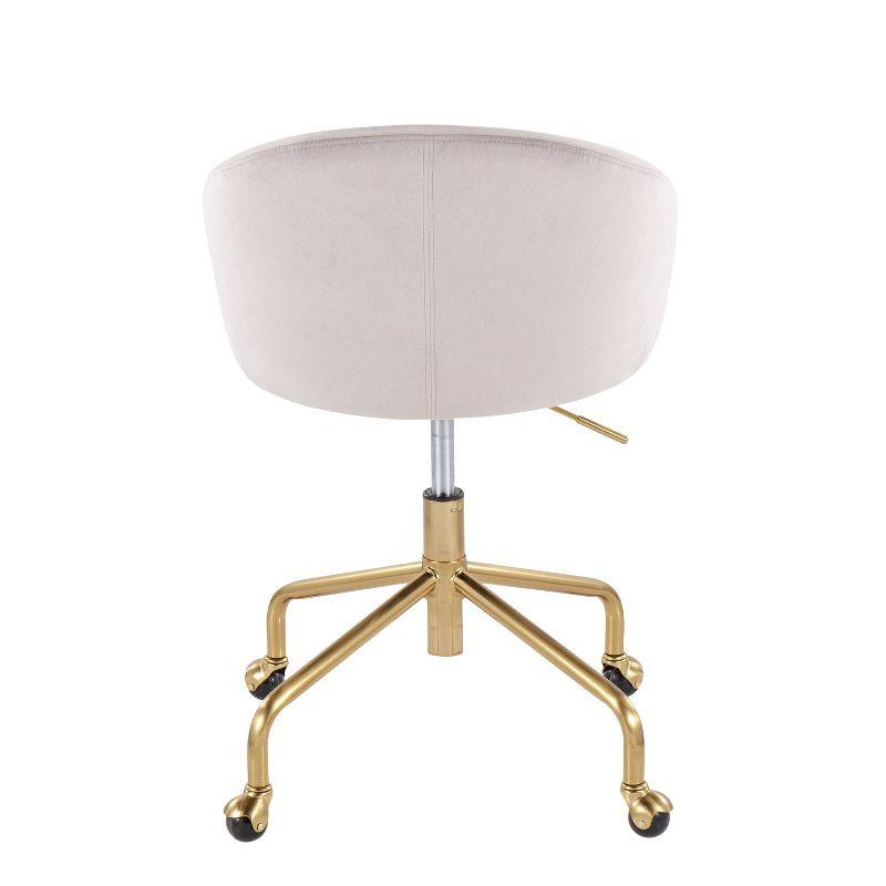 Claire Velvet/Metal/Plywood Task Chair Gold/Silver - LumiSource: Swivel Desk Chair with Casters, Adjustable Height