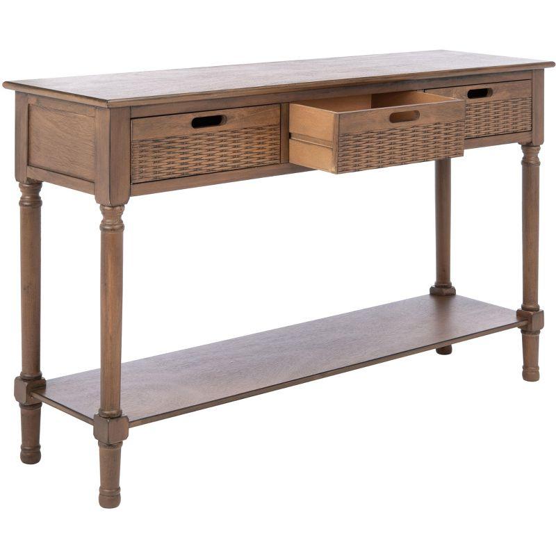 Landers Brown Wood and Metal 3-Drawer Console Table