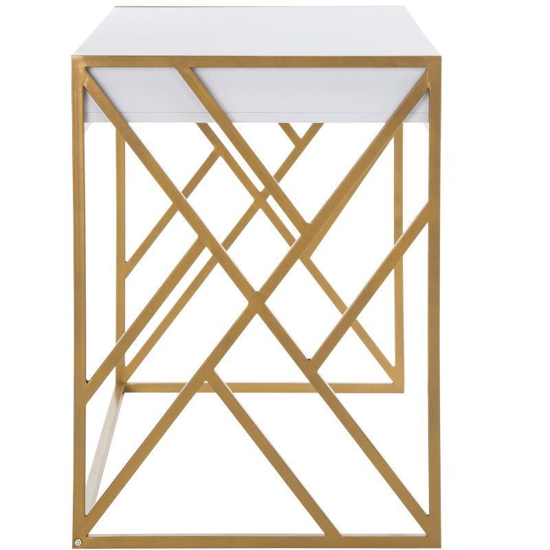 Elaine 1 Drawer Desk - White/Gold - Safavieh