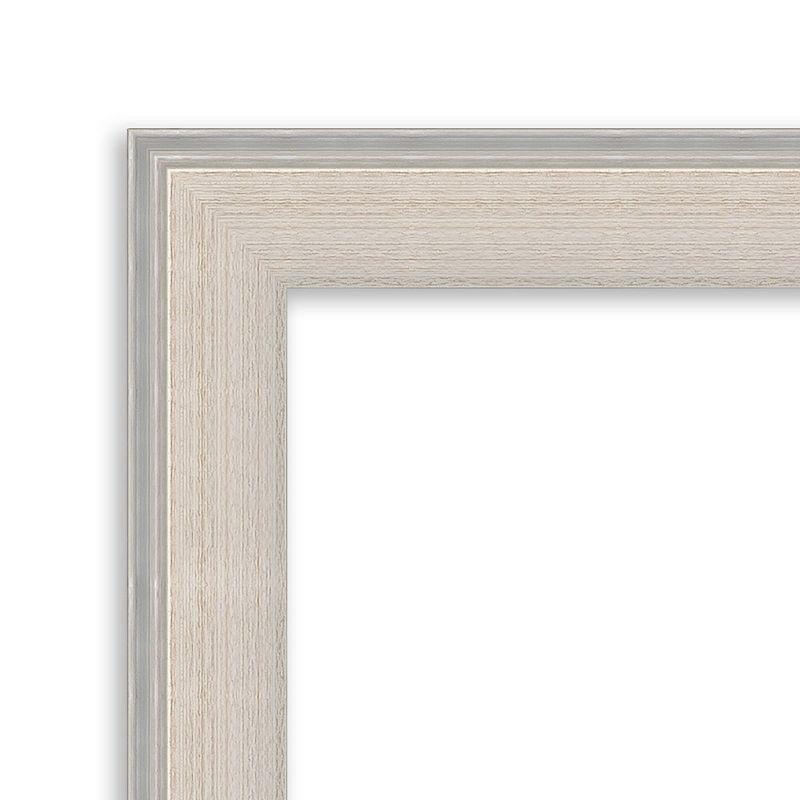 41"x29" Non-Beveled Cottage Wood Bathroom Wall Mirror White/Silver - Amanti Art: Modern Rectangle, Wall Mount, Wood Frame