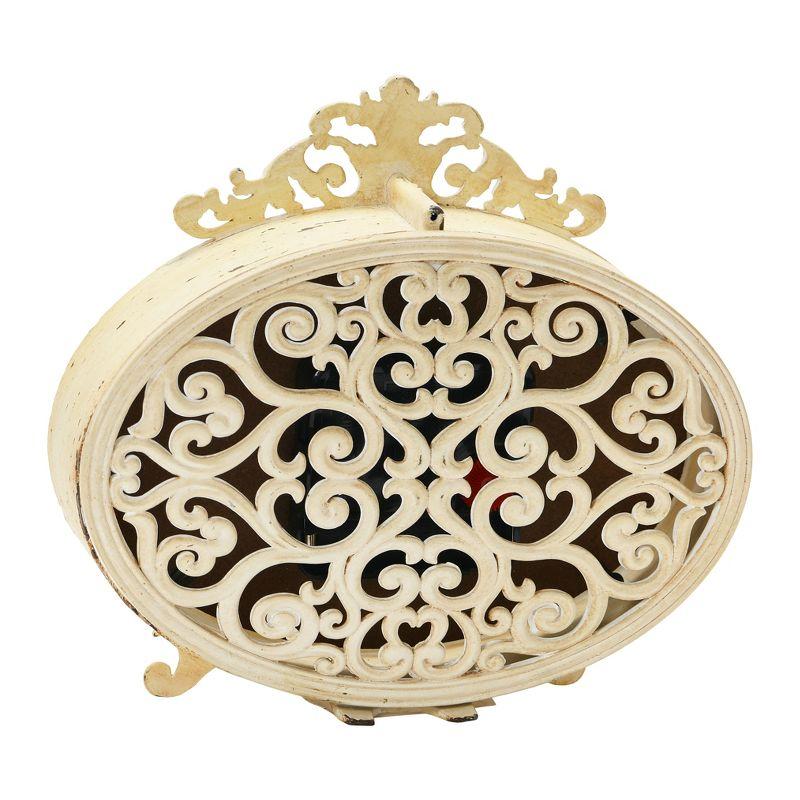 Storied HomeDistressed Pewter Mantel Clock, Cream