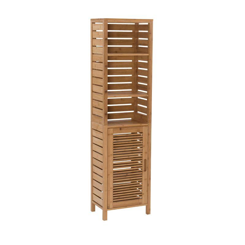 Bracken Vertical Bamboo Storage Cabinet with Hidden Shelves - Brown