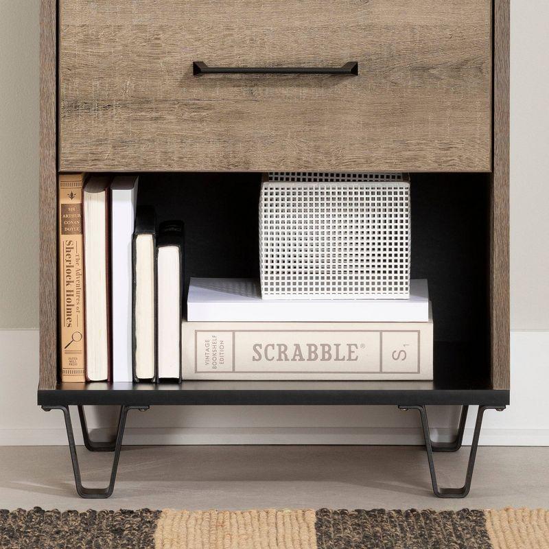 Arlen 1-Drawer Nightstand Weathered Oak and Matte Black