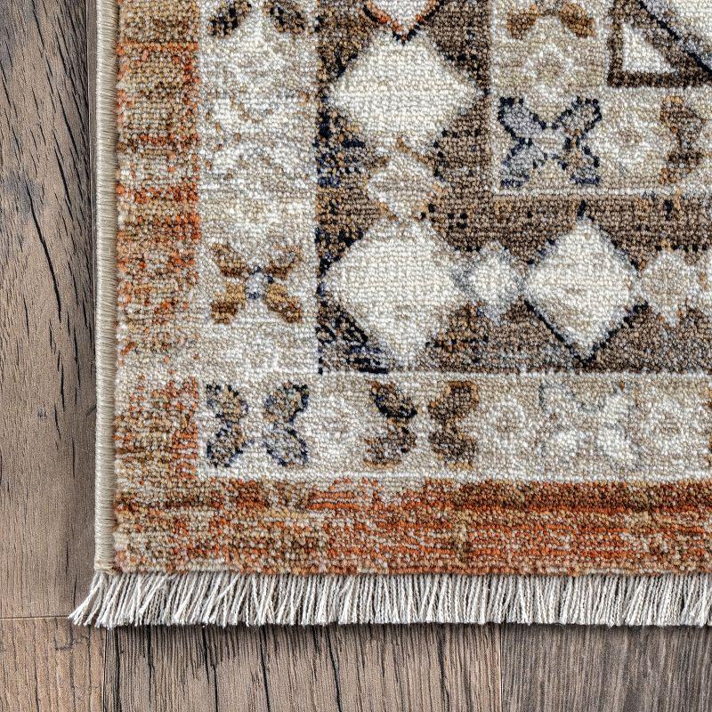 Reversible Rust Medallion Synthetic 5' x 8' Area Rug