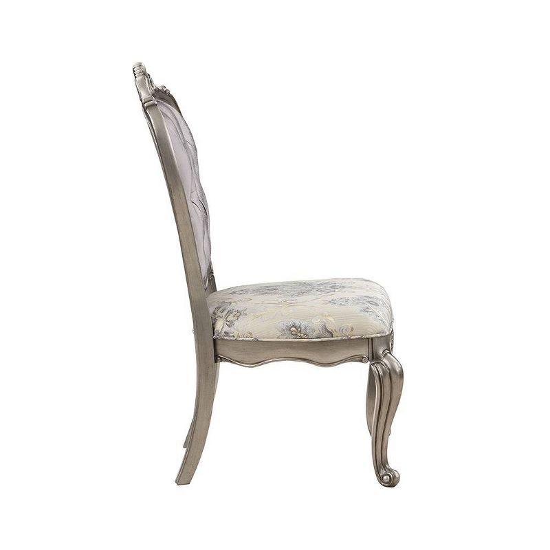 26" Ariadne Dining Chair Velvet, Antique Platinum Finish - Acme Furniture: No Assembly, Wood Frame