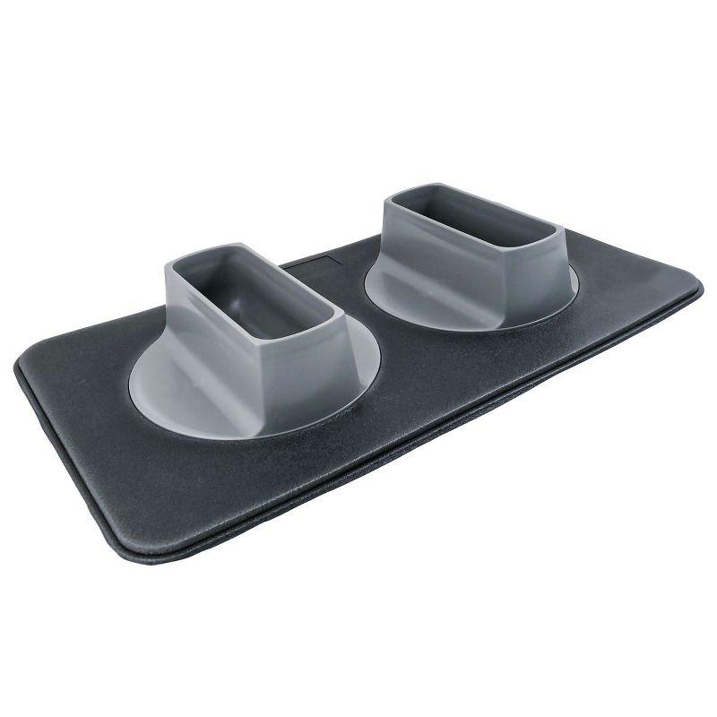 Gray Elevated Dog Feeding Station with Black Mat