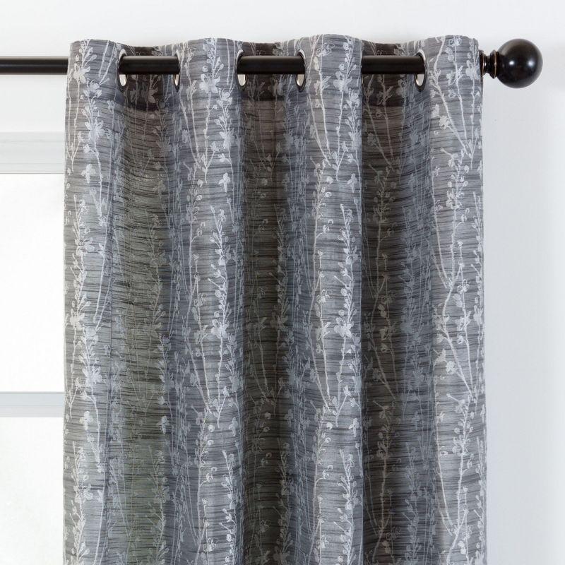 Chanasya 2pk Jacquard Floral Partial Room Darkening Grommet Window Curtain Panels - Set of 2 - 52 x 108 Inches Long - Dark Gray