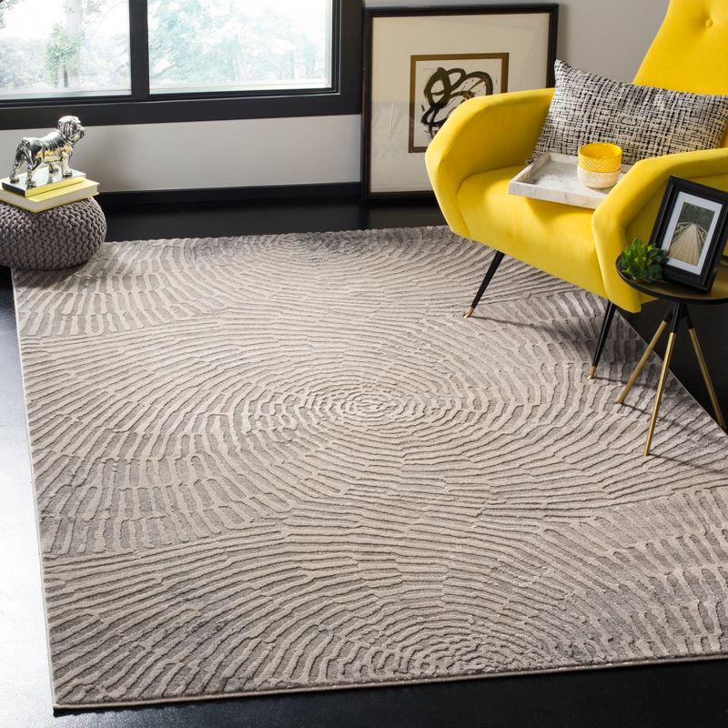 Abstract Taupe Square Synthetic Rug - Easy Care & Stain-resistant