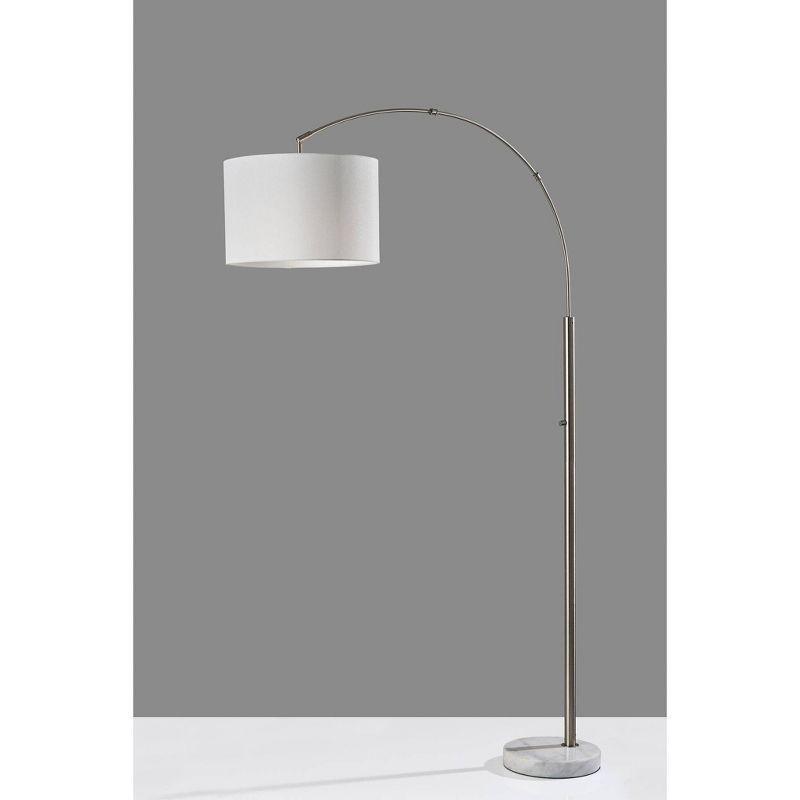 71" Adjustable White Marble Base Arc Lamp with Linen Shade