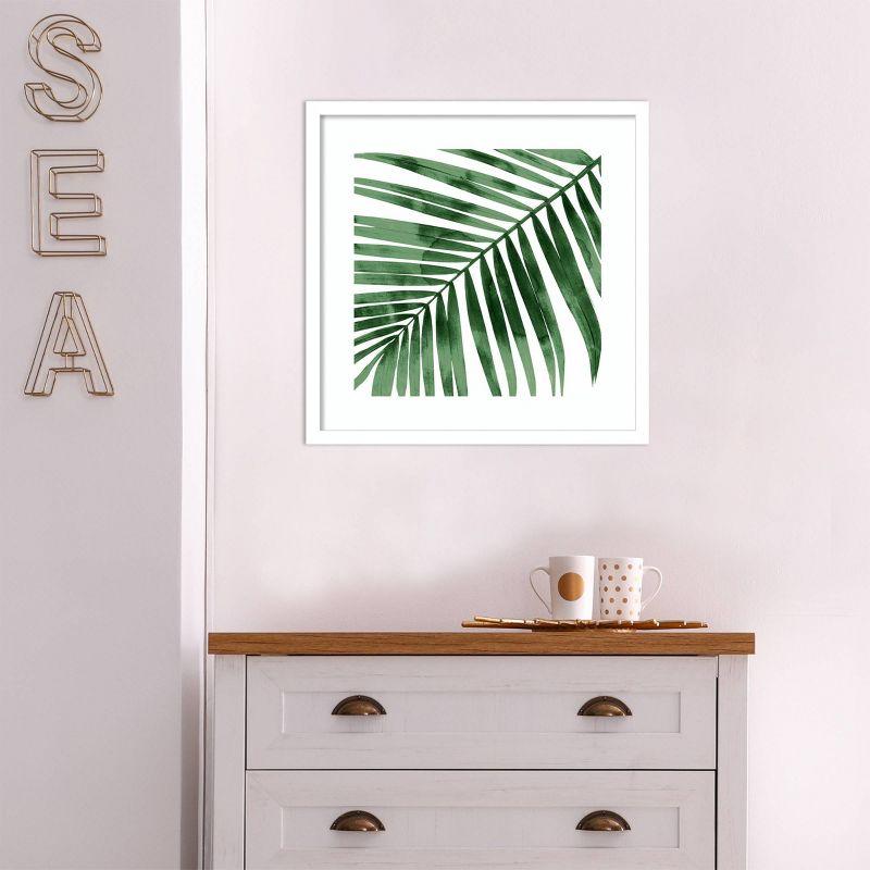 Amanti Art 19"x19" Tropical Green Palm I by Melonie Miller Framed Wall Art Print White: Botanical Lithograph, Modern Decor