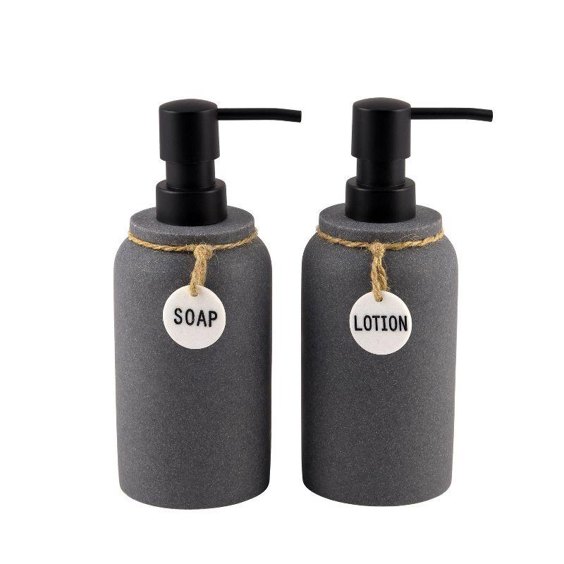 Eton Dark Gray Resin and Plastic Lotion Pump Set