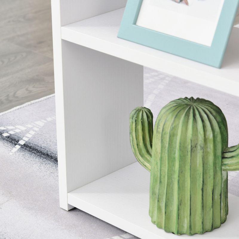 White Wood L-Shaped Rotating Corner Desk with Shelves