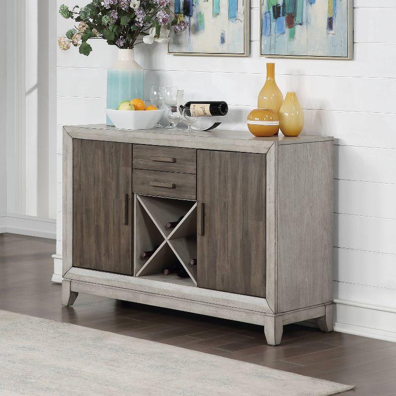 Transitional Abacus 54" Gray-Brown Sideboard with Wine Rack