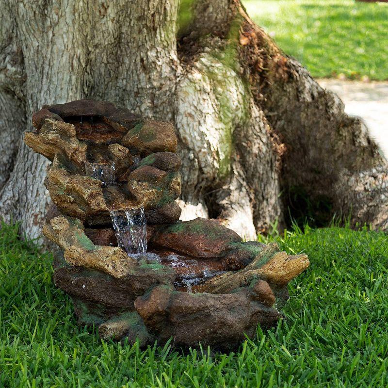 20" Cascading Stone River Fountain with LED Lights Cool White - Alpine Corporation: Indoor/Outdoor Decor, No Assembly Required