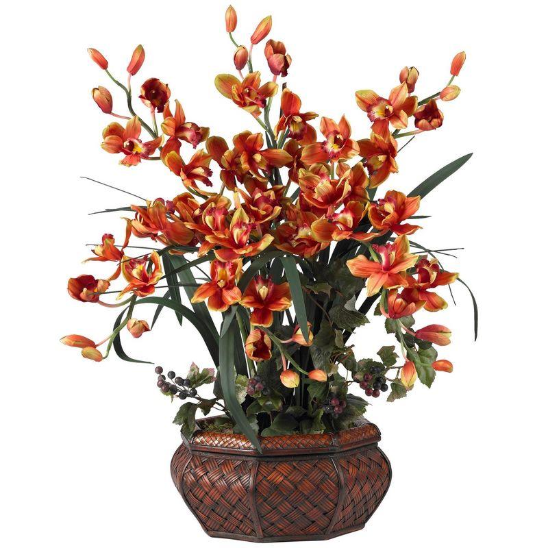 Nearly Natural Large Cymbidium Silk Flower Arrangement, White