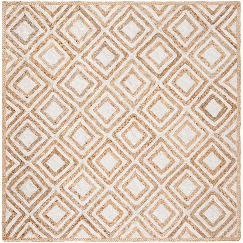 Ivory Natural Jute 6' Square Handwoven Reversible Area Rug