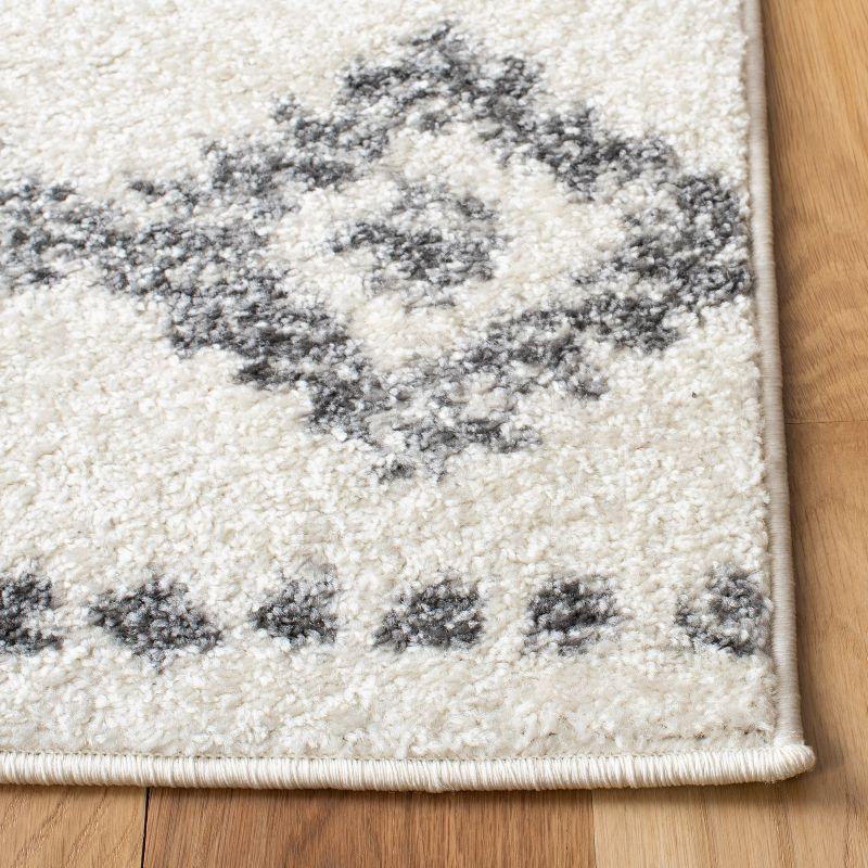 Ivory and Gray Square Hand-Knotted Synthetic Area Rug