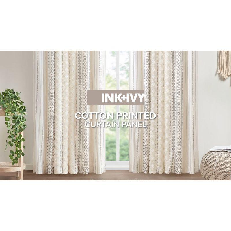 INK+IVY Imani Cotton Printed Curtain Panel with Chenille Stripe and Lining