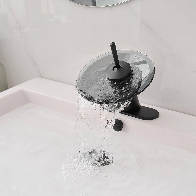 BWE Waterfall Single Hole Single-Handle Bathroom Faucet Sink Basin in Matte Black