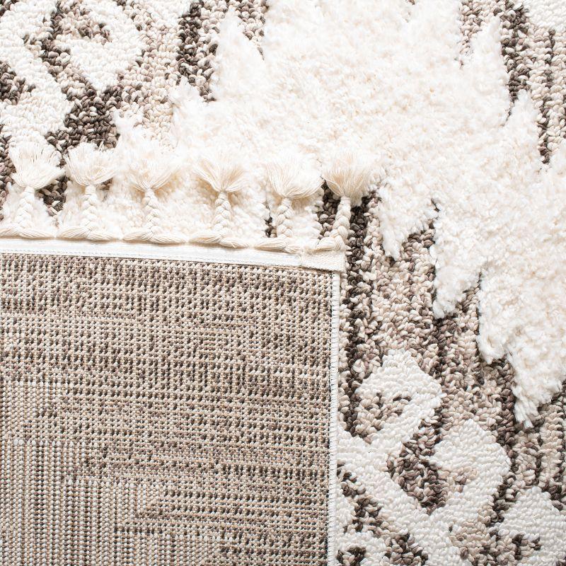 Moroccan Tassel Shag MTS652 Power Loomed Indoor Runner Rug - Ivory/Brown - 2'3"x6' - Safavieh