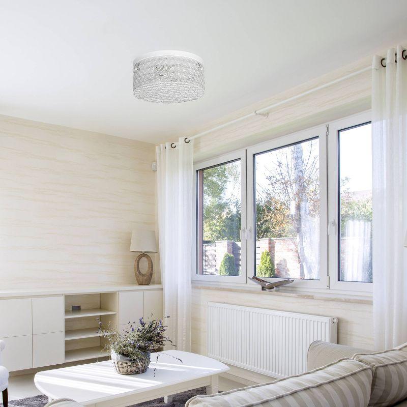 White Crystal Barrel Shade Ceiling Light