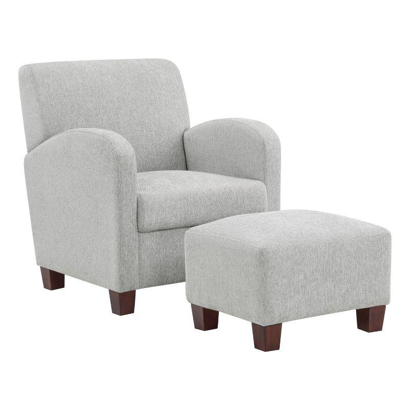 Aiden Chair and Ottoman Herringbone Smoke - OSP Home Furnishings: Upholstered Polyester Seating Set, No Tools Assembly