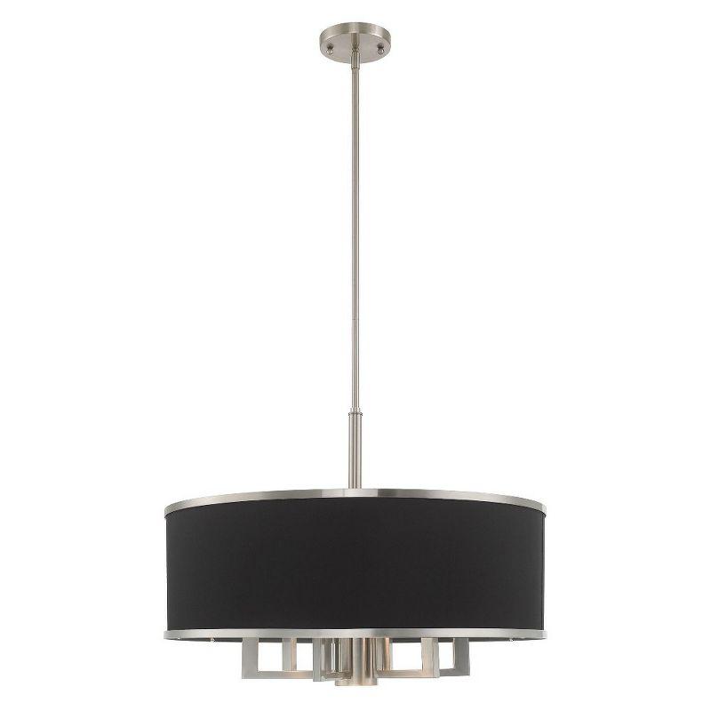 Park Ridge 7-Light Brushed Nickel Chandelier with Black Fabric Shade